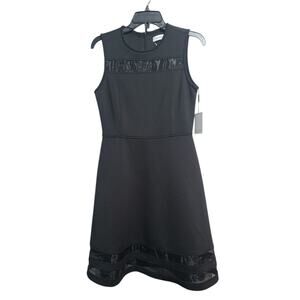 Calvin Klein Black Fit and Flare Scuba Dress Size 6 NWT